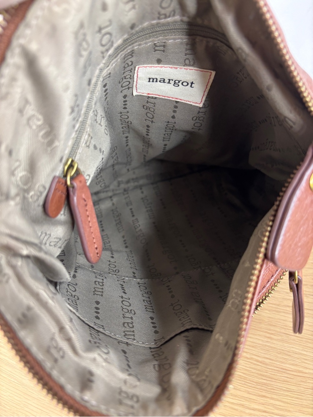 Margot New York Double Zipper Soft Brown Leather Bag - Picture 6 of 10
